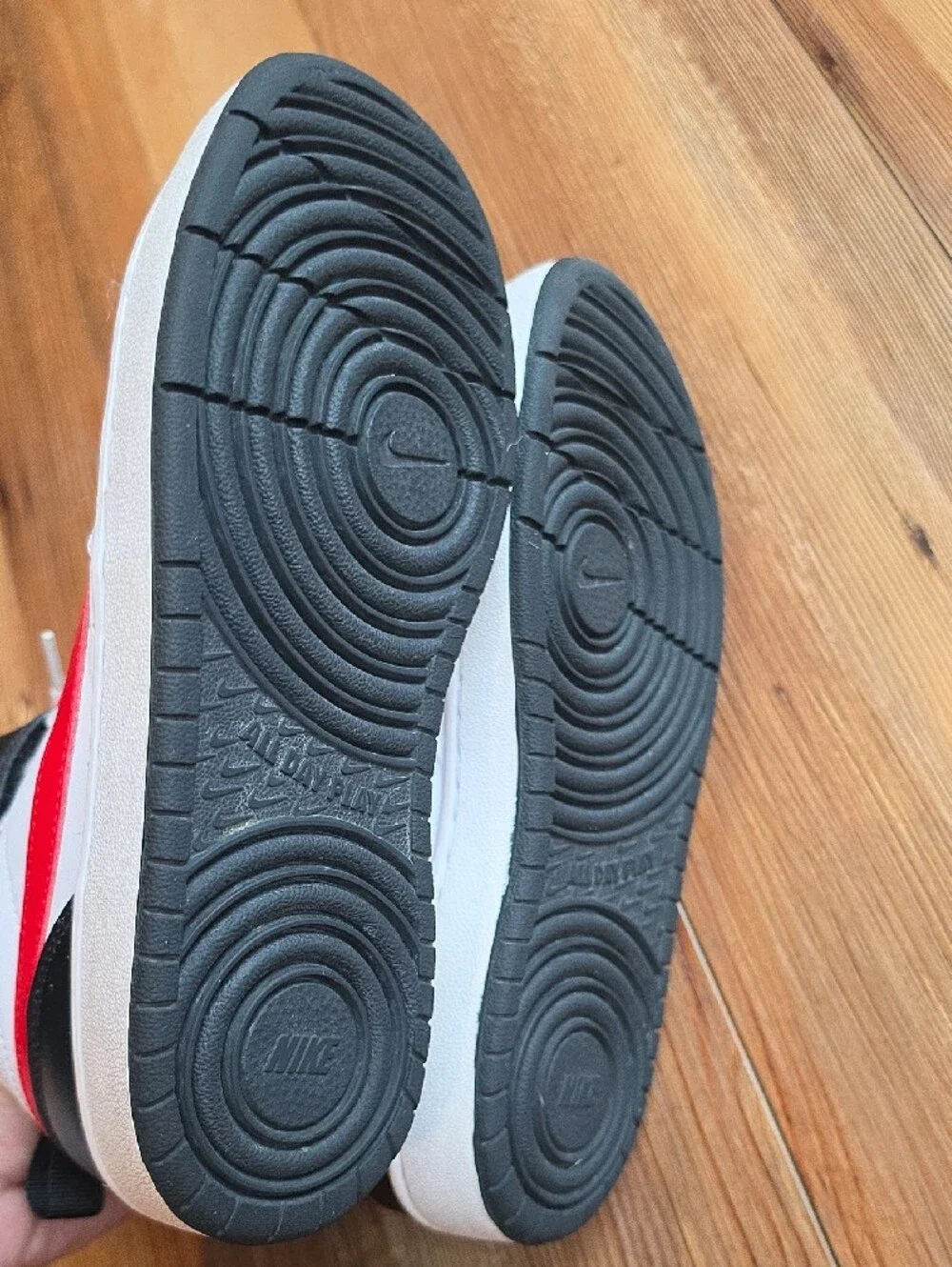 Nike Kids White High-Top Sneakers with Black and Red Accents
